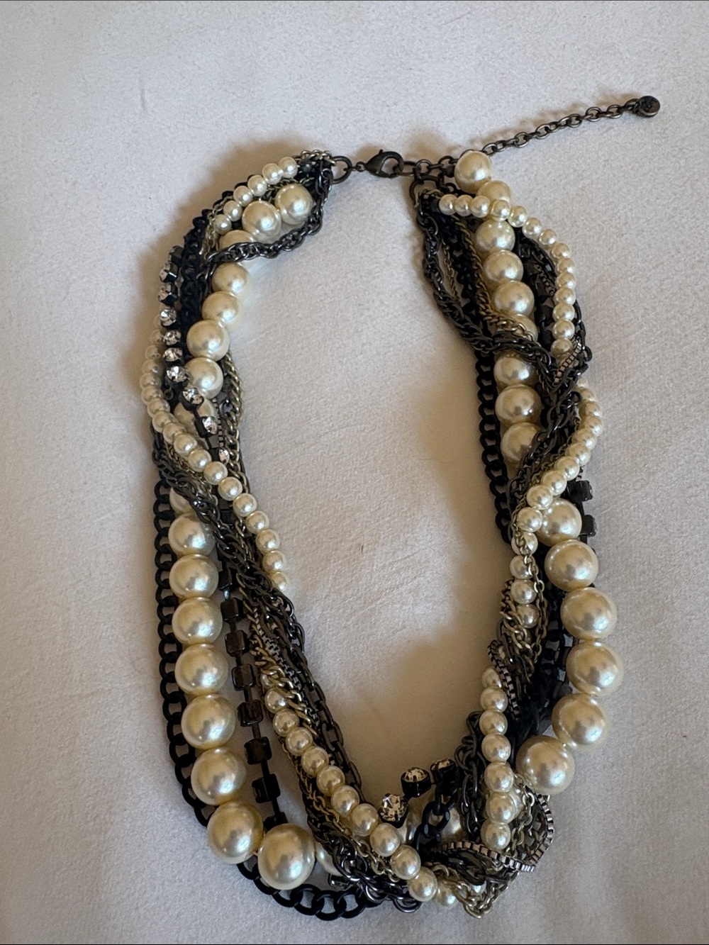 LOFT Black Chain and Pearl Multi-Strand Necklace